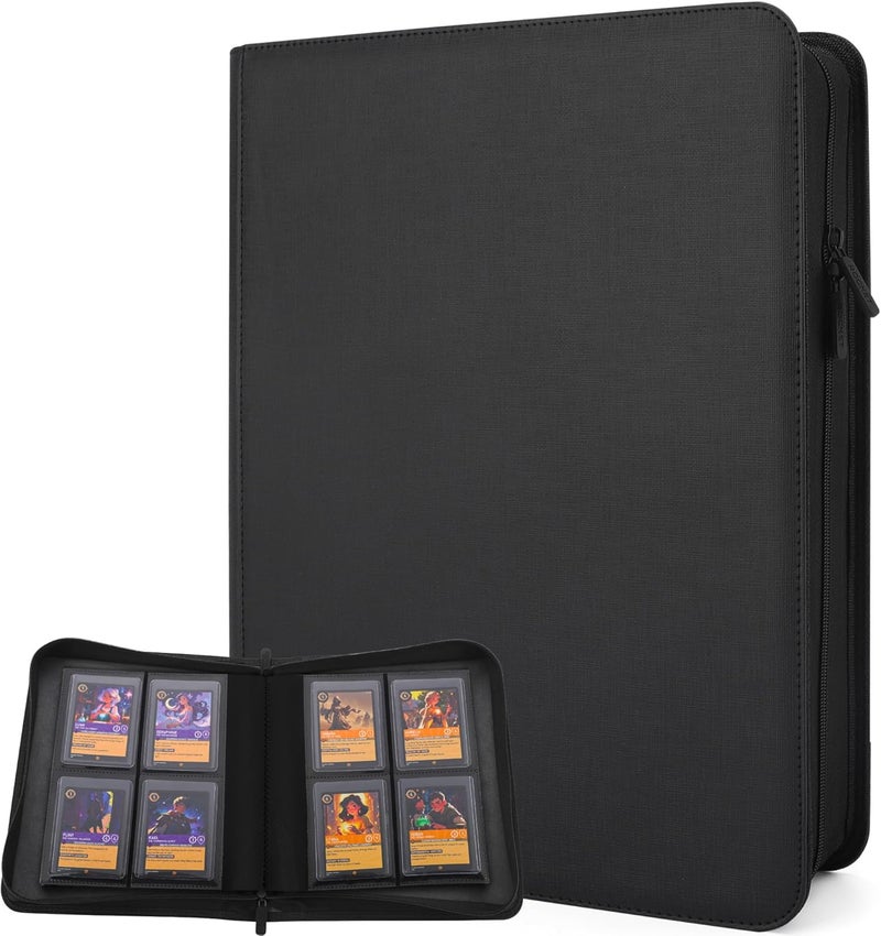 FORZAROCKET 144 Toploader Binder | 4-Pocket Zippered Ringless Album for TCG & Sports Cards | PU Leather Side-Load Storage - Image 1